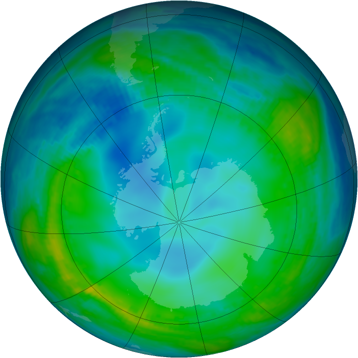 Antarctic ozone map for 28 May 1990